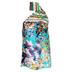 MISSONI Floral Silk & Crochet Knit & Draped Scarf Blouse Top 40