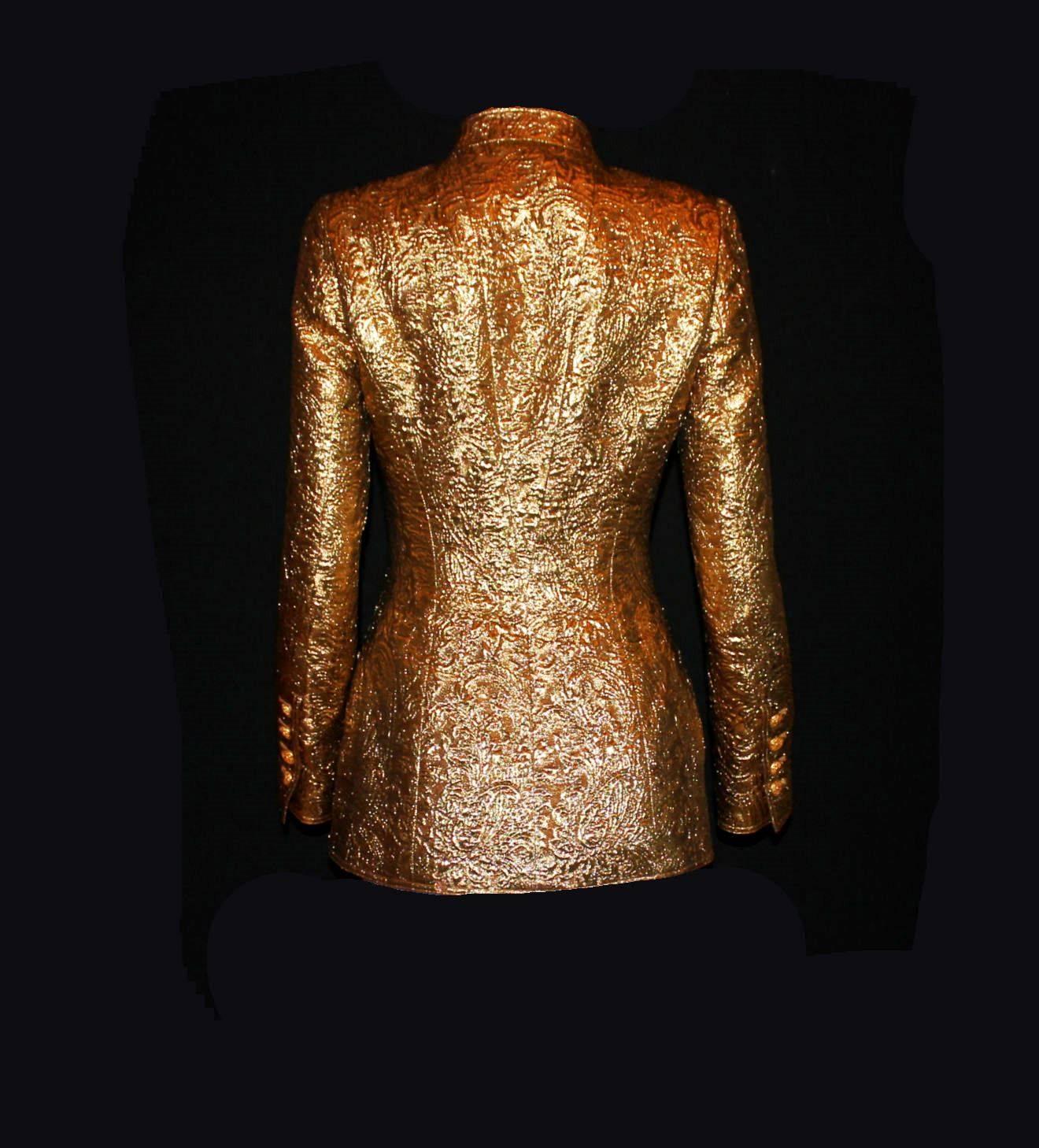 Brown Museum Piece - Famous Chanel Golden Metallic 3D Structured Jacket Blazer