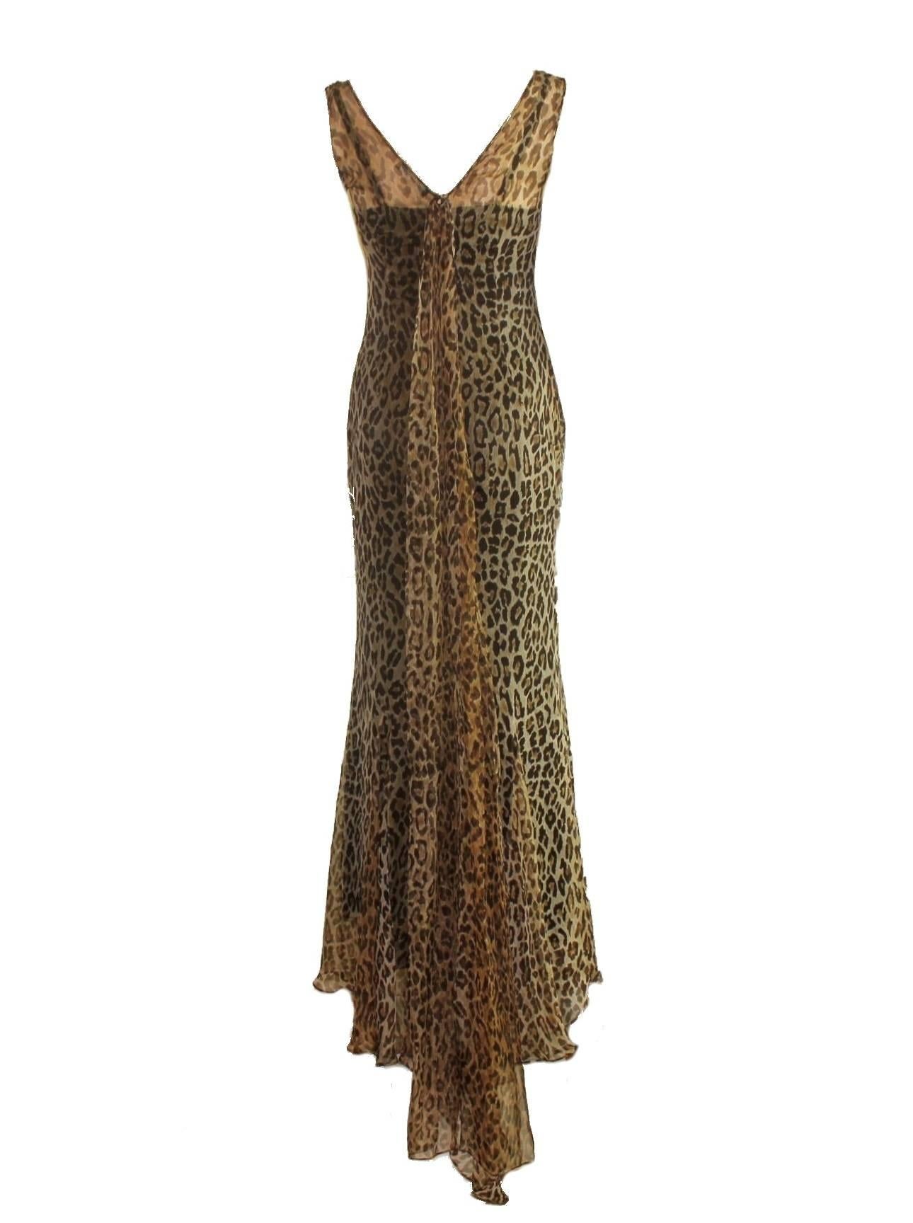 Women's Stunning Dolce & Gabbana Corset Leopard Cheetah Print Silk Gown