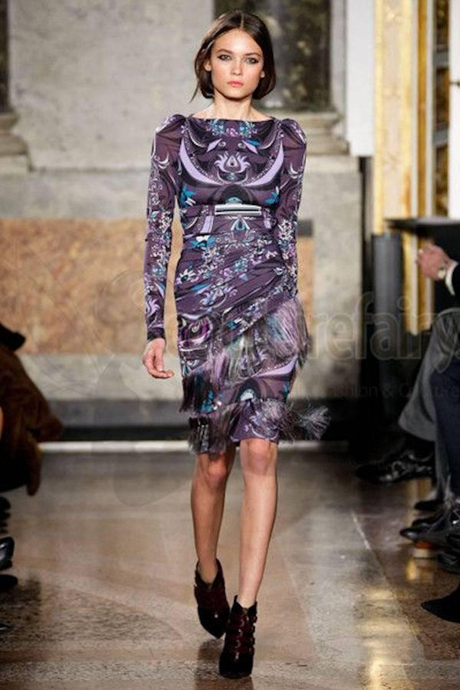 Women's Breathtaking Emilio Pucci Signature Print Ombre Fringe Dress