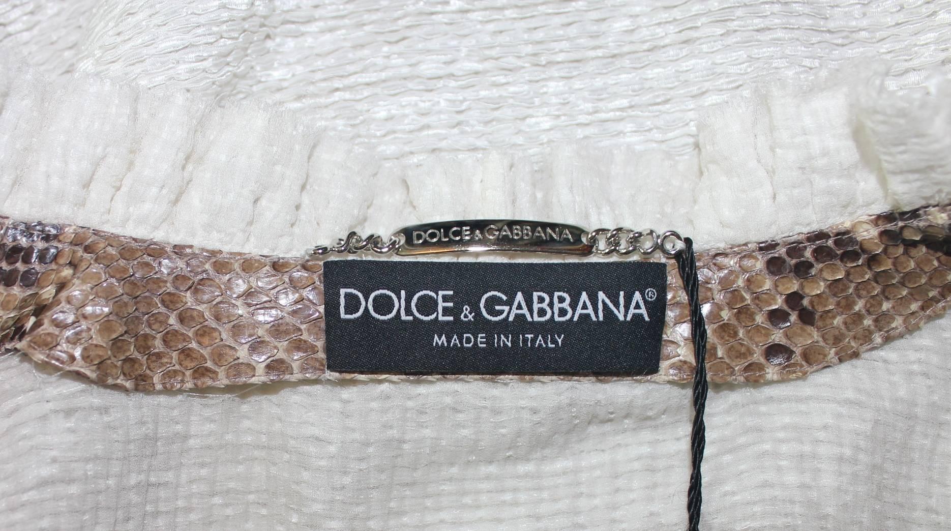 Dolce Gabbana Woven Boned Corset Dress & Coat Frayed Python Trimming 2