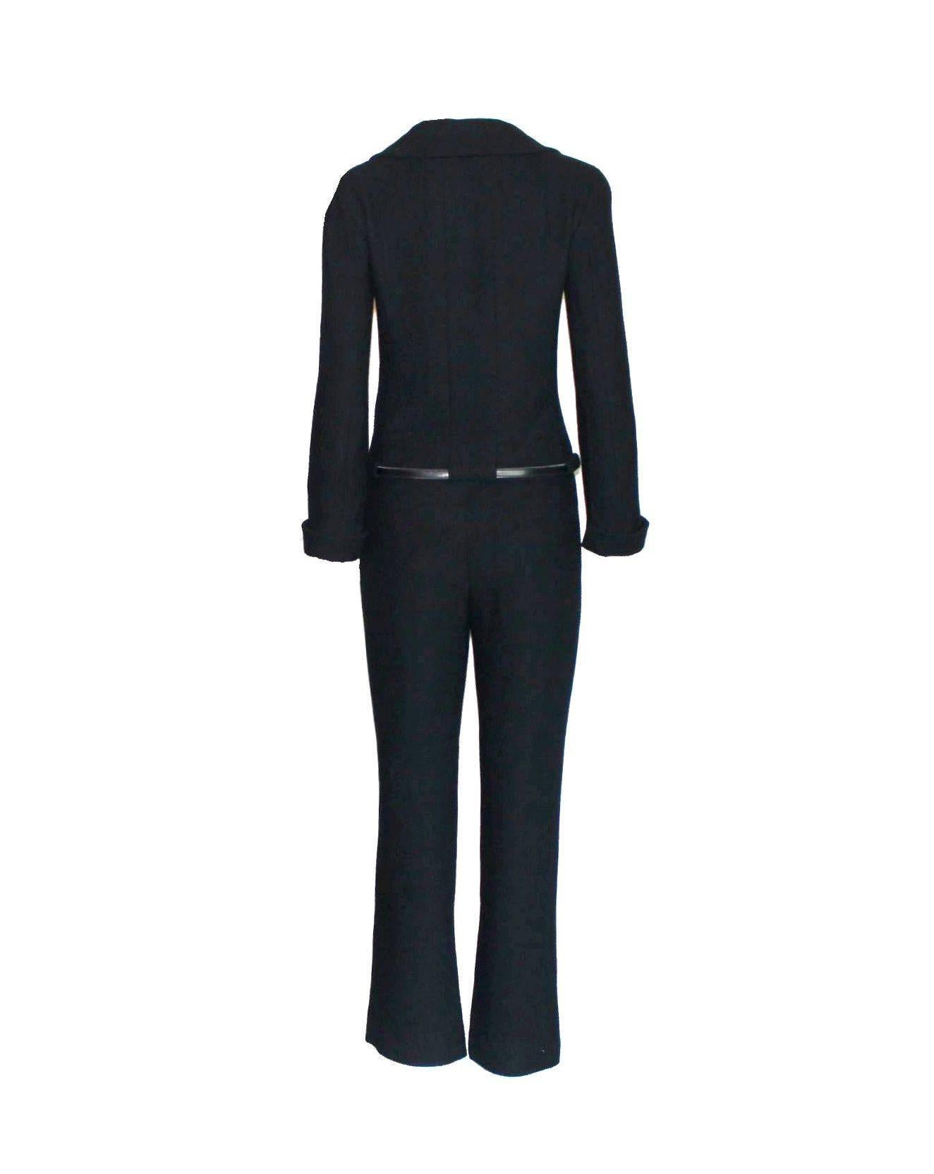 Black Chanel Tweed Pants Suit with Belt  In New Condition In Switzerland, CH