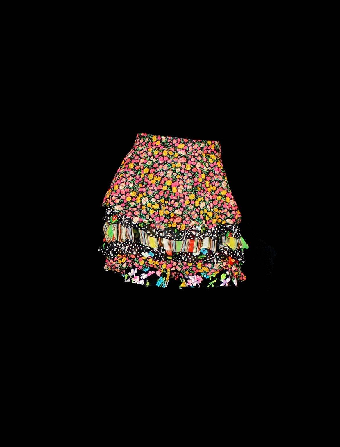 Brown Collector's Gianni Versace Couture 1993 Floral Printed Silk Shorts Skirt