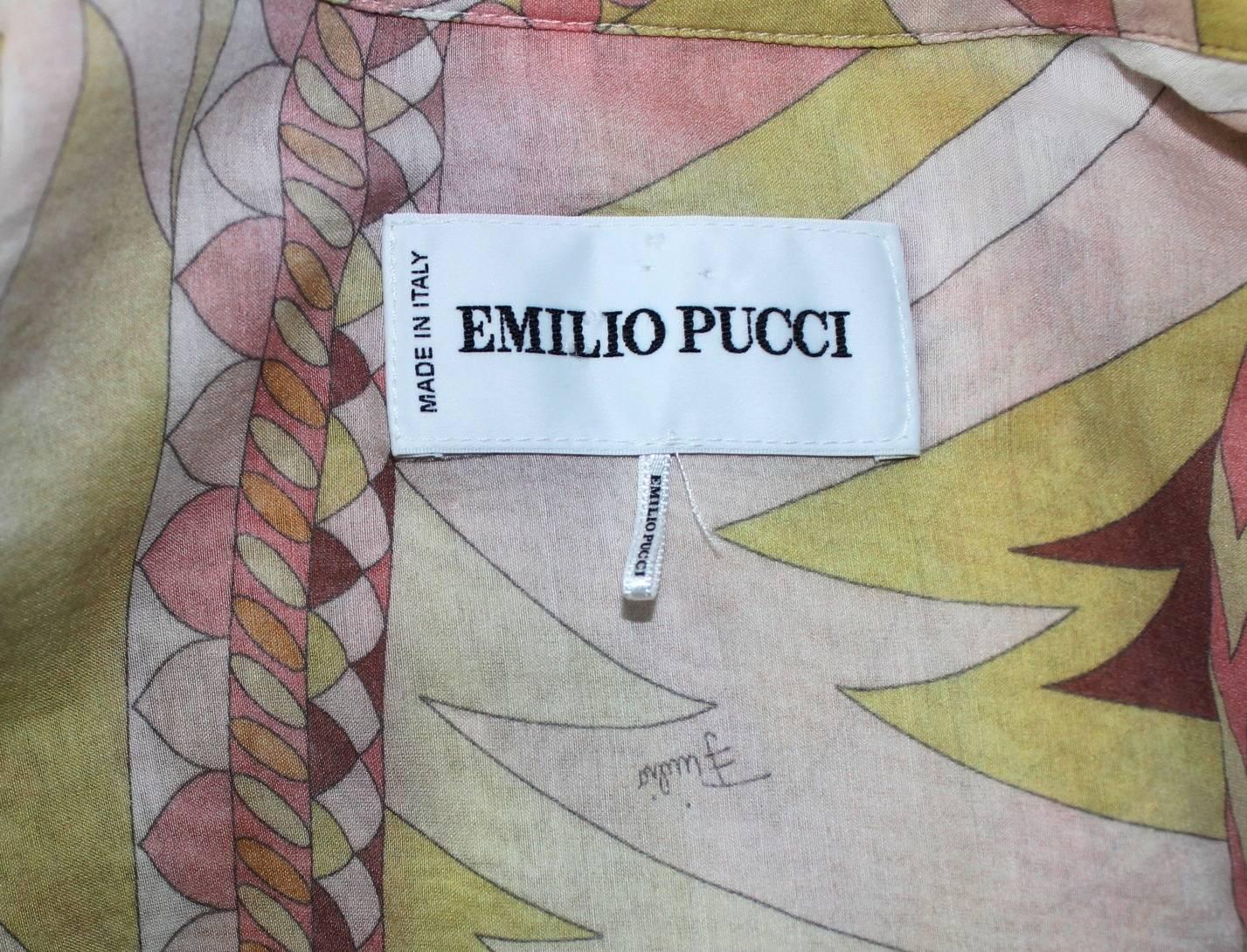 Beige Emilio Pucci Signature Silk Voile Jumpsuit 