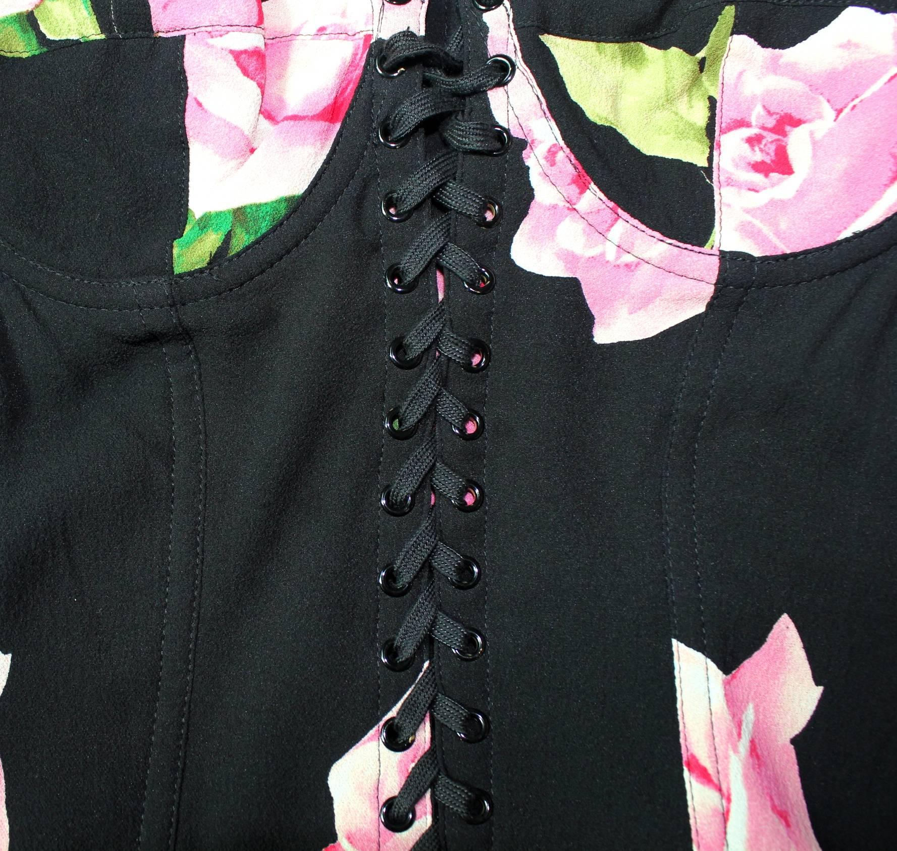 black floral corset dress