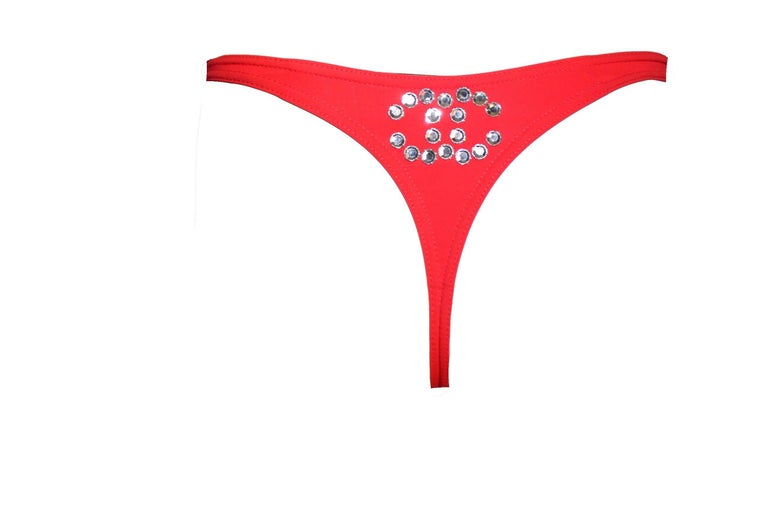 Chanel Rhinestone Two-Piece Red Bikini Swimsuit — God of Cloth