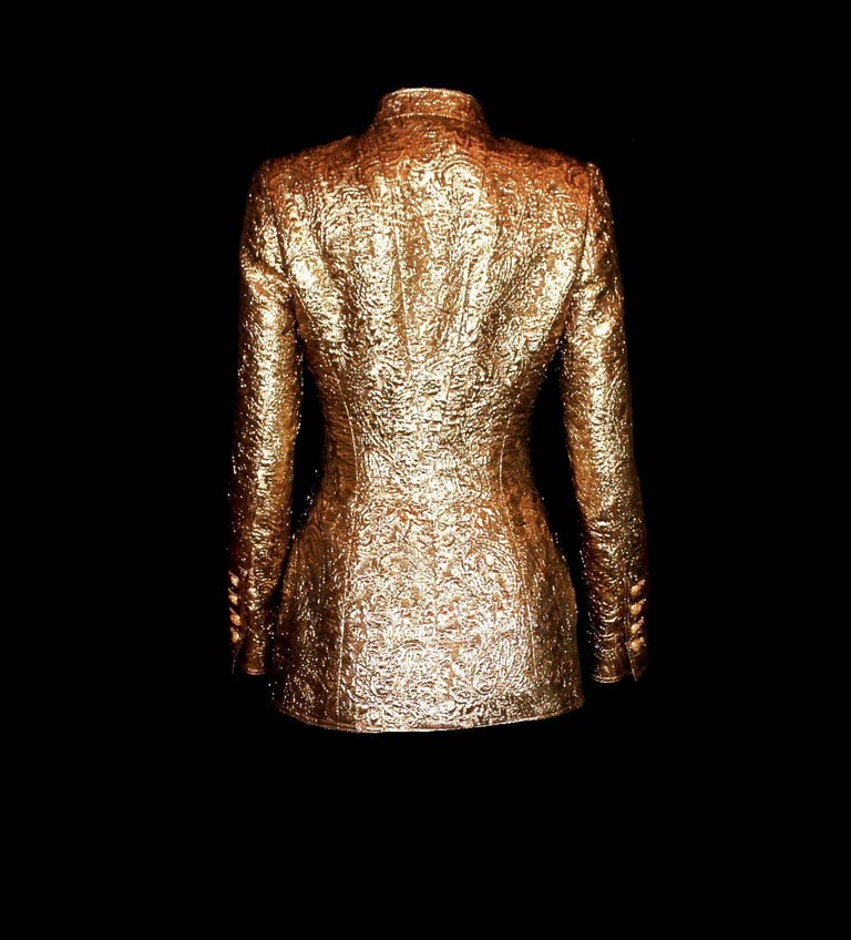 Chanel Golden Metallic 3D Structured Jacket Blazer For Sale at 1stdibs