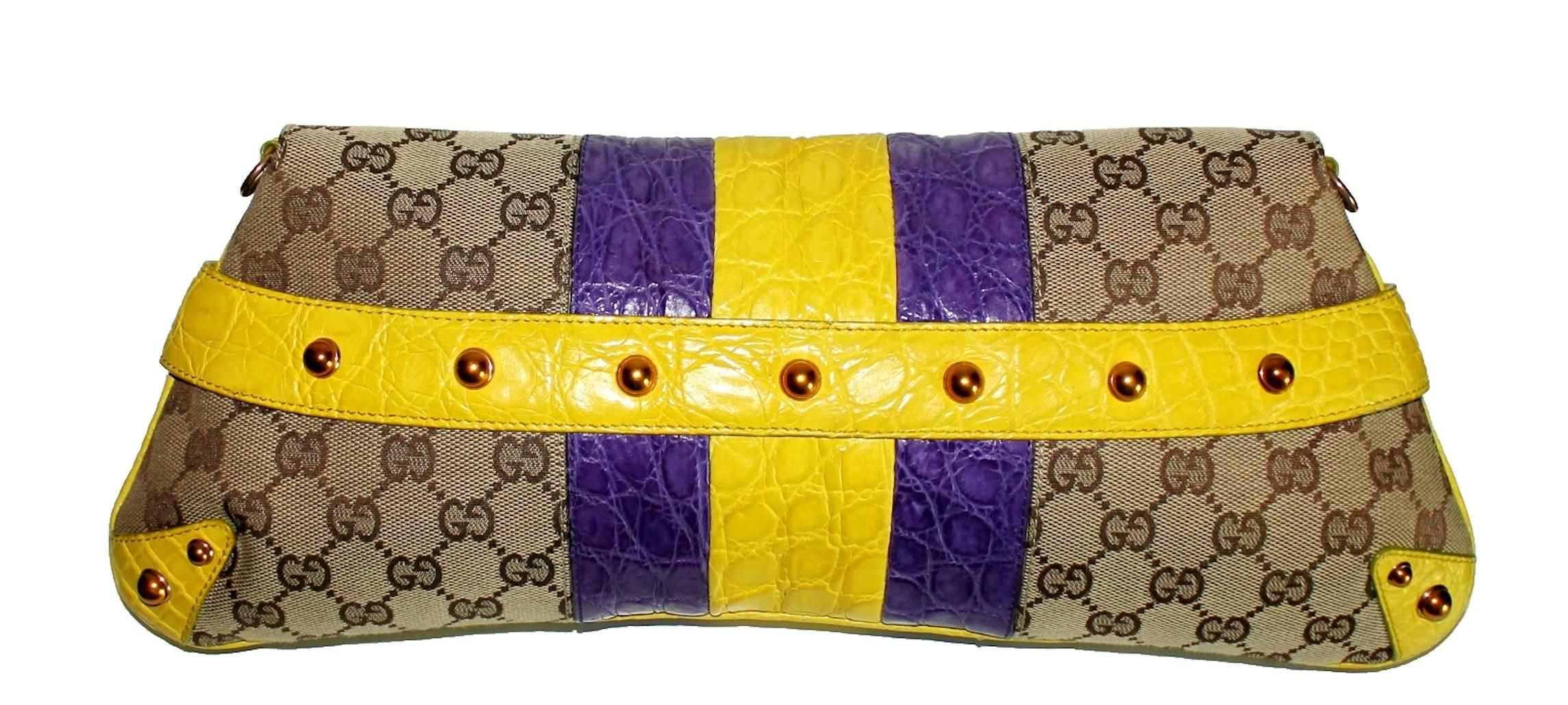 Beige Gucci Tom Ford SS 2004 XL GG Monogram Jeweled Snake Head Bag