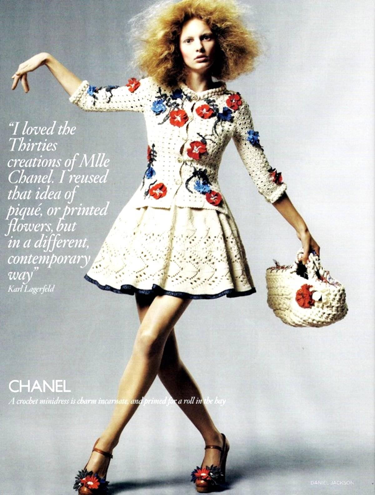 Chanel Ivory Signature Crochet Knit Dress 1