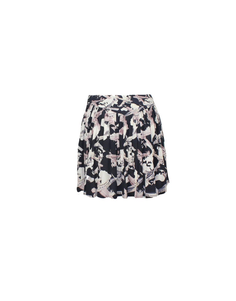 Superbe Chanel Pleated Silk CC Logo Chanel Air 5 Coco Skirt at 1stDibs