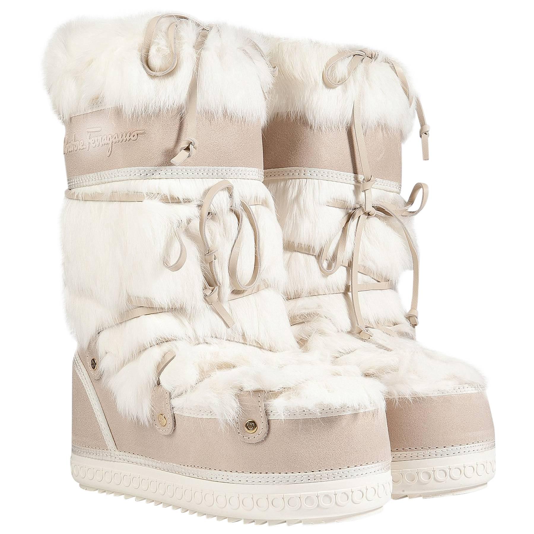 Brandnew Salvatore Ferragamo Moon Snow Winter Fur Boots