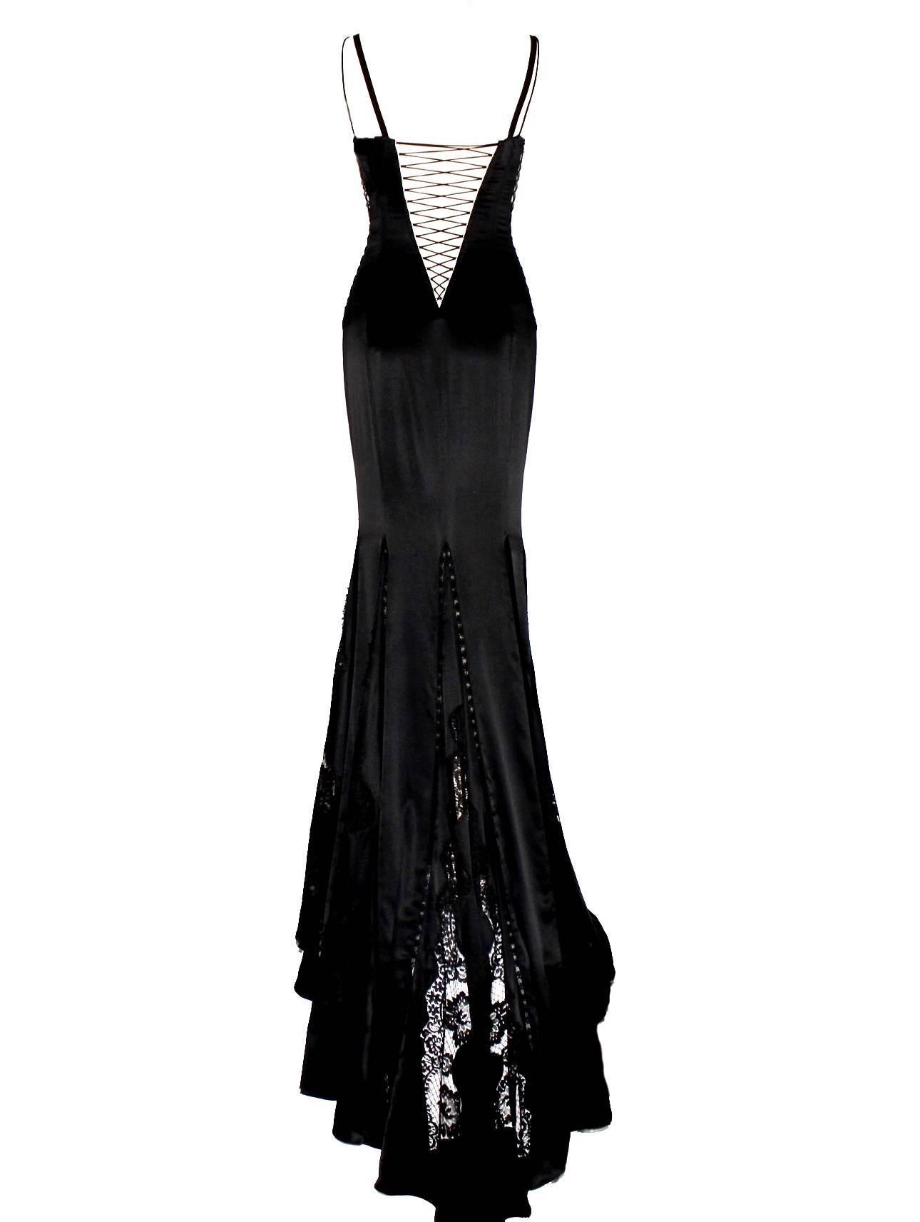 Gorgeous Dolce & Gabbana Black Lace Up Evening Gown Worn By 