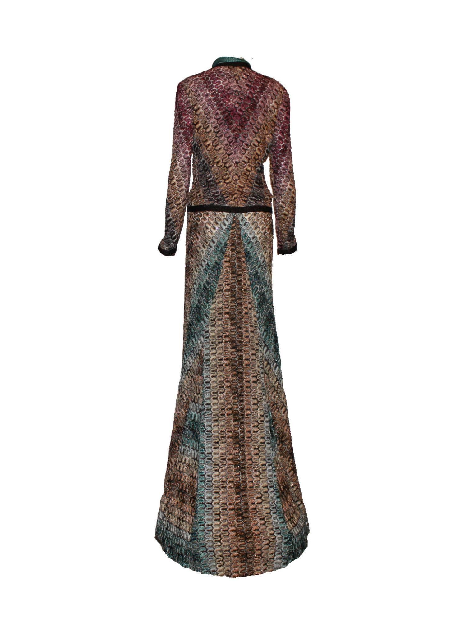 Robe de soirée Missoni métallisée en maille crochet lurex avec cardigan 42, non portée Pour femmes en vente