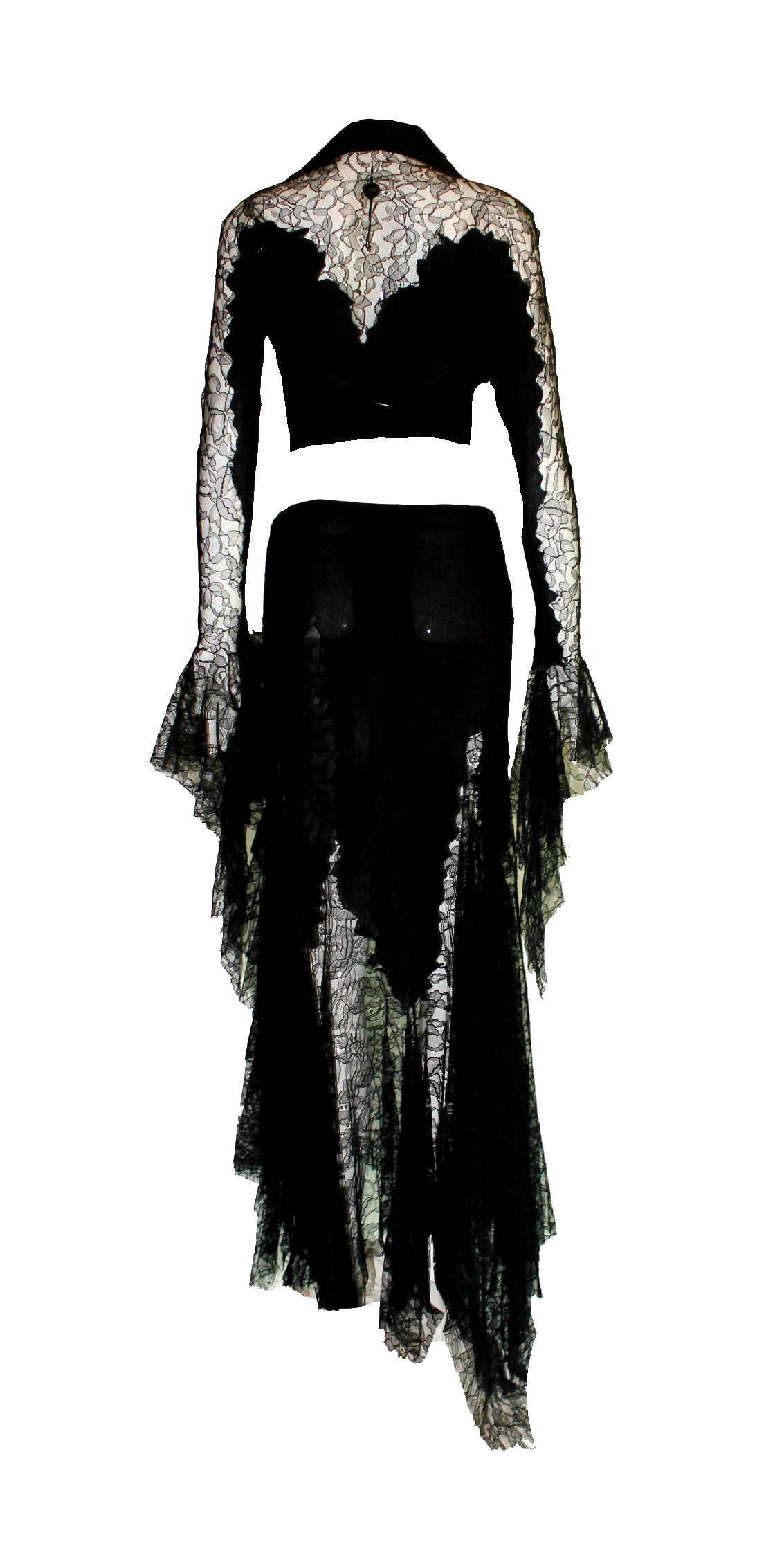 Breathtaking Gianni Versace Couture 1990s Black Silk & Lace Ensemble  In New Condition In Switzerland, CH