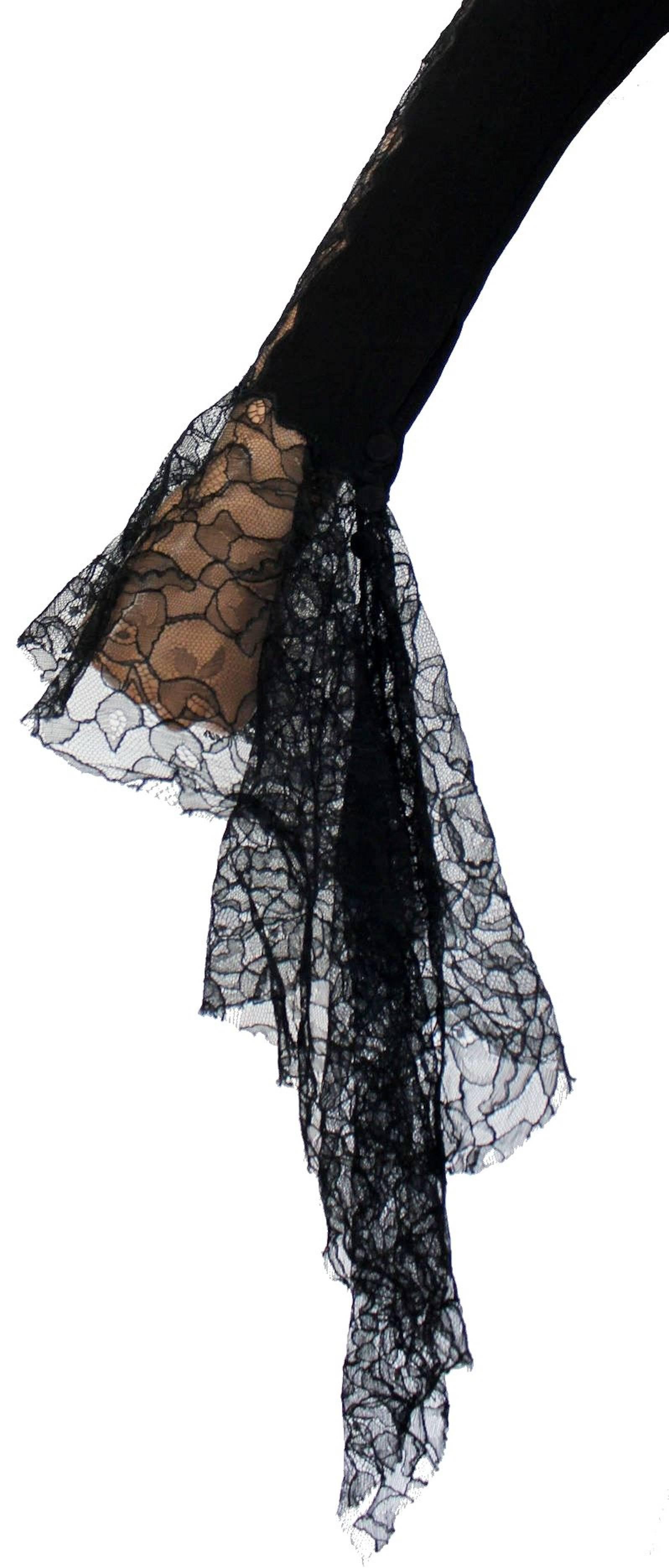 Breathtaking Gianni Versace Couture 1990s Black Silk & Lace Ensemble  1