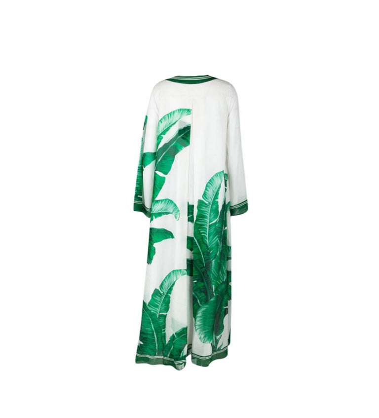 green emerald velvet dress Dolce & Gabbana A-Line Banana Leaf Pineapple Crystal Dress IT36 main image 1