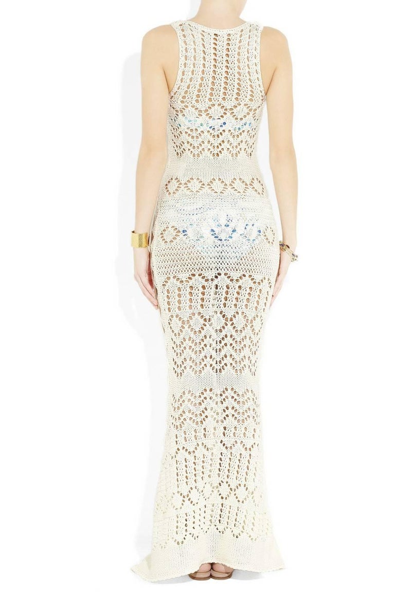 emilio pucci white crochet dress Emilio Pucci S/S 2011 Runway Unworn Embellished Cutout Crochet Open Knit Dress
