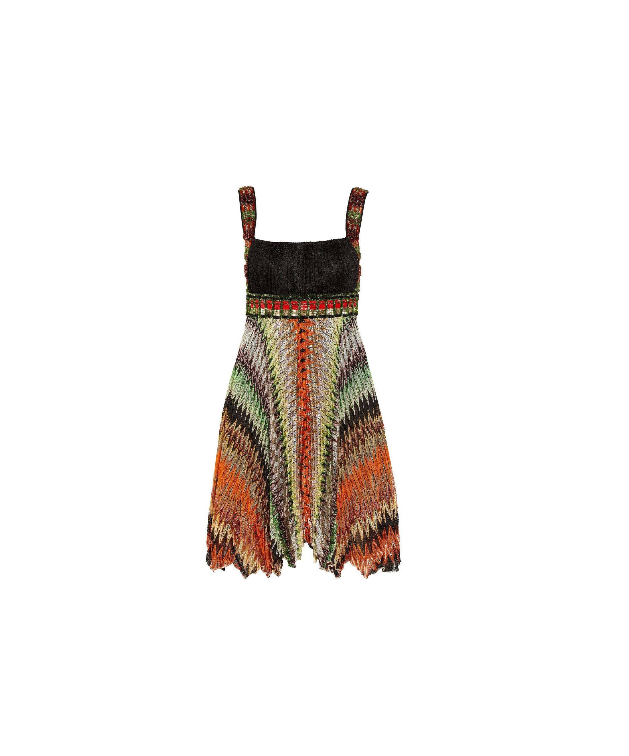 Women's Missoni Multicolor Crochet Knit Beaded Crystal Dress