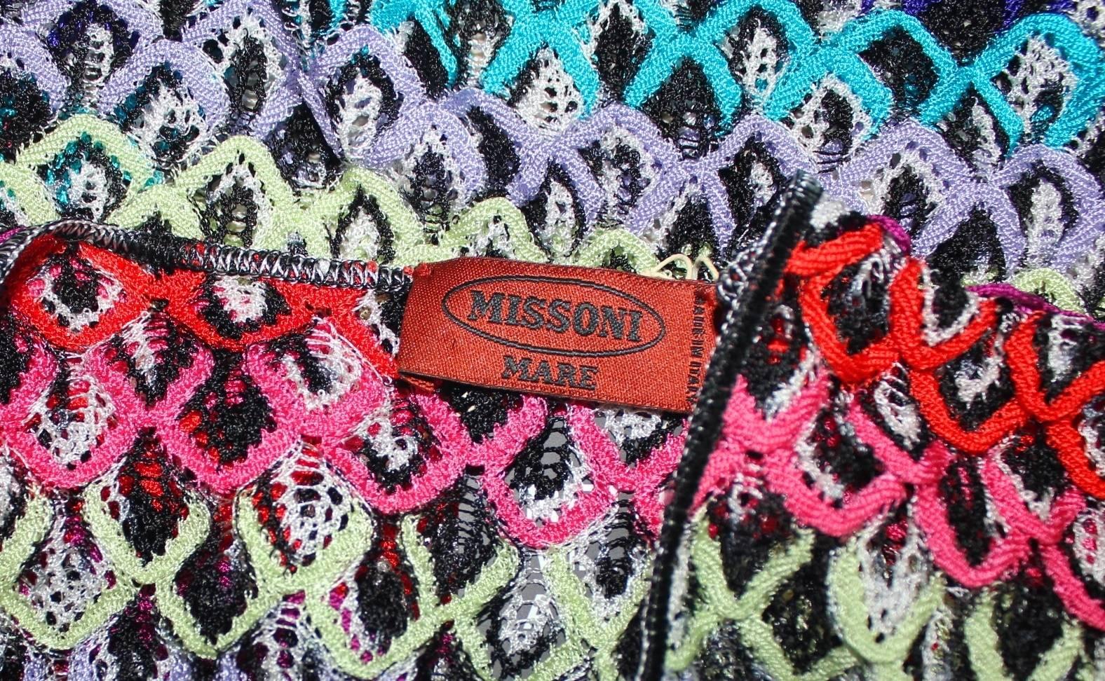 Missoni Multicolor Crochet Knit Mini Kaftan Tunic Dress Cover Up 2