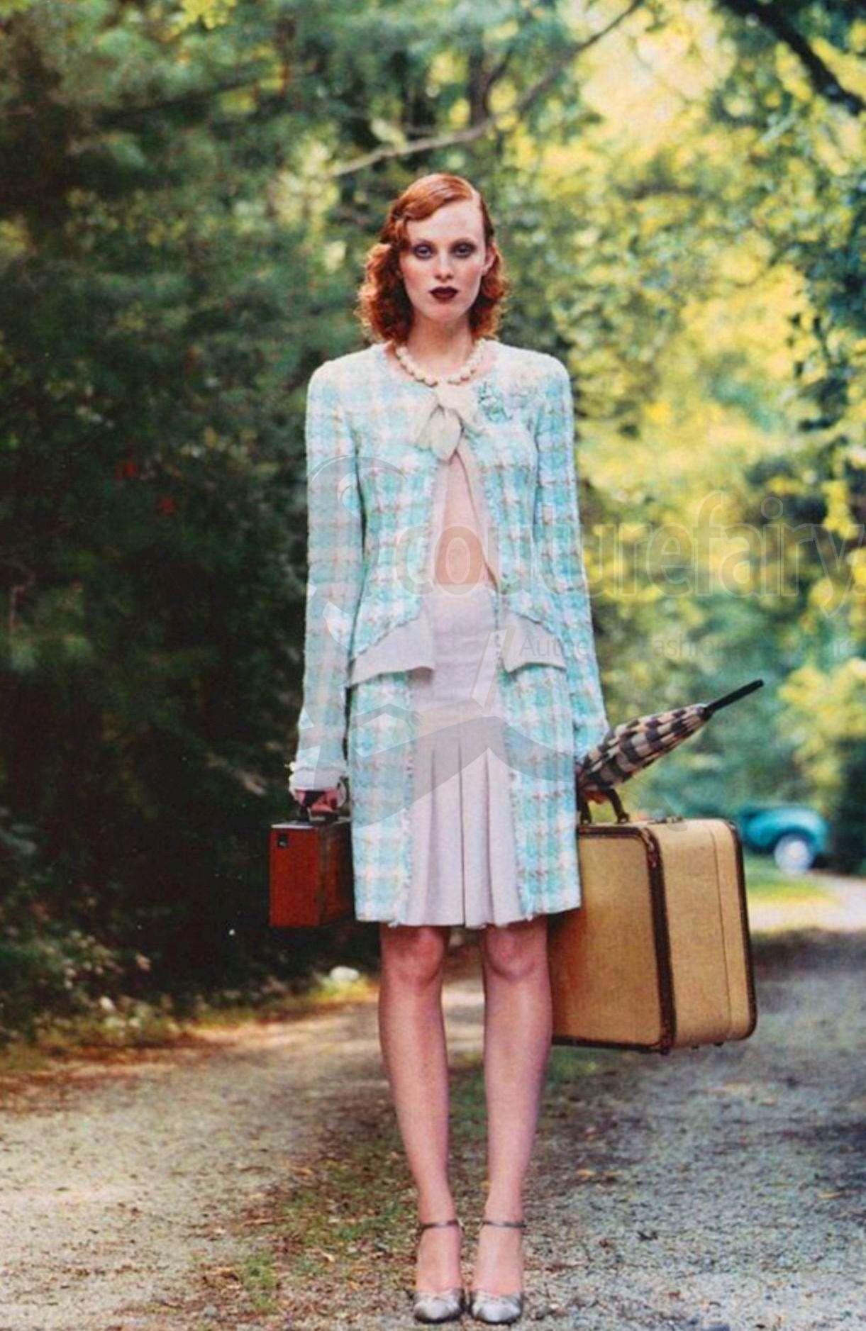 Iconic Chanel Lesage Fantasy Tweed and Silk Camellia Pastels Skirt Suit  5