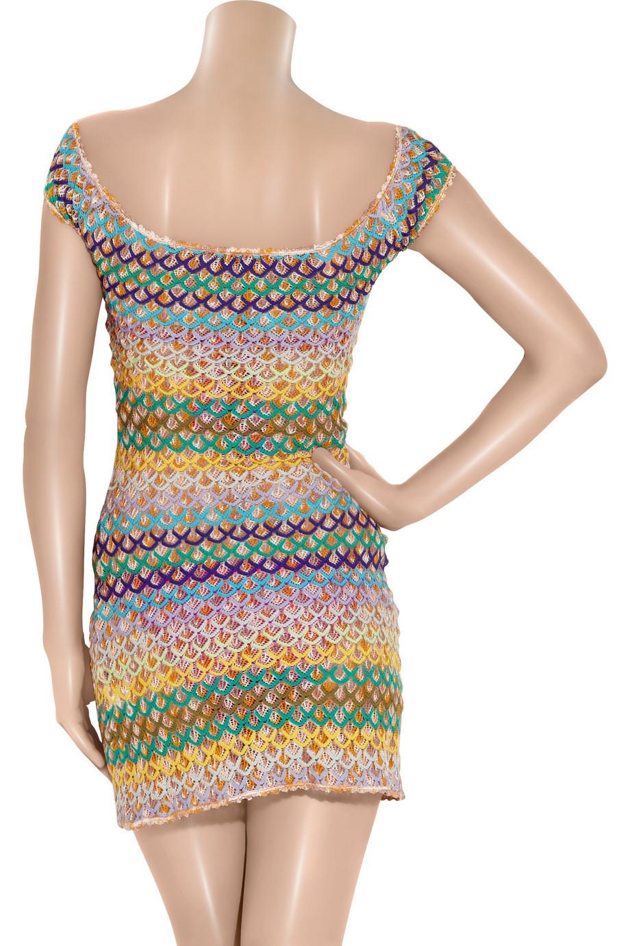 Colorful Missoni Crochet Knit Mini Dress at 1stDibs