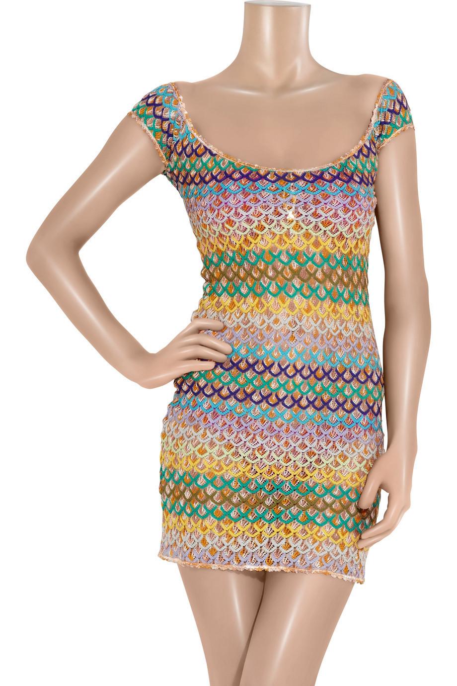 Colorful Missoni Crochet Knit Mini Dress at 1stDibs