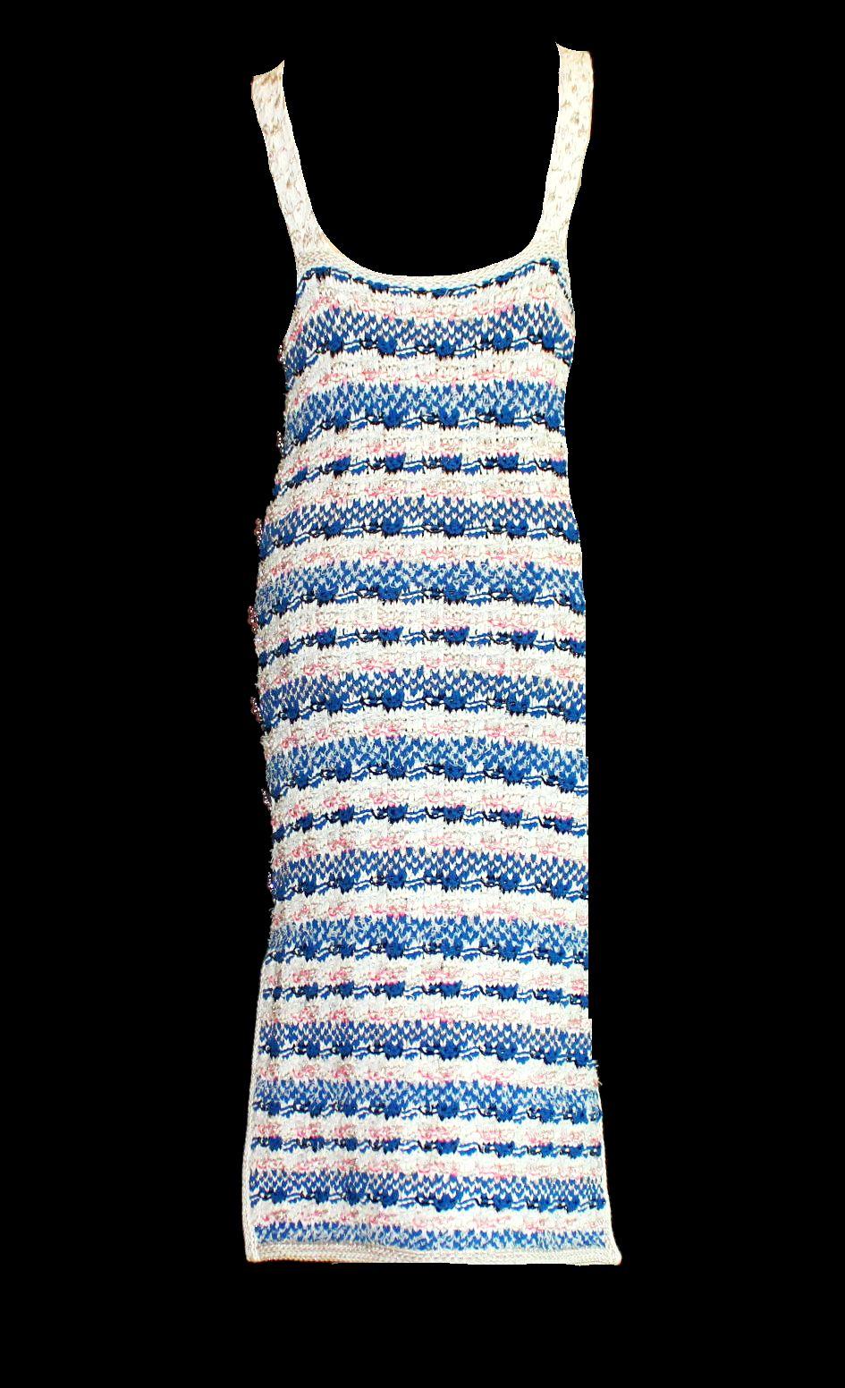 Robe Chanel Signature Gripoix boutonnée en maille crochetée multicolore 34 DUBAI Neuf - En vente à Switzerland, CH