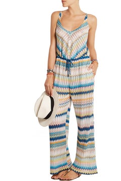 NUOVO Missoni Multicolore Crochet Knit Wide Leg Jumpsuit Overall Playsuit 38