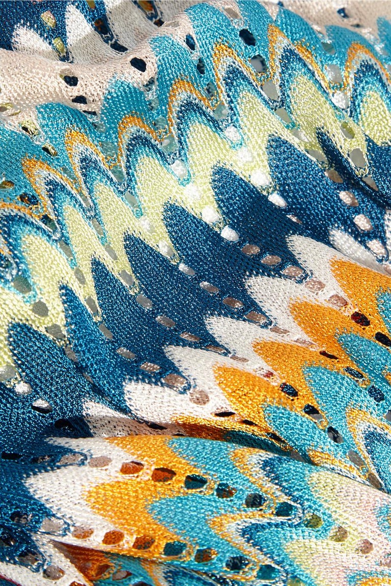 NEW Missoni Multicolor Crochet Knit Wide Leg Jumpsuit Overall Playsuit 38 For Sale at 1stDibs