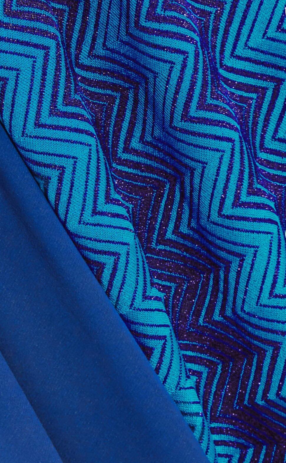 Women's Missoni Blue Chevron Crochet Knit Kaftan Maxi Dress 