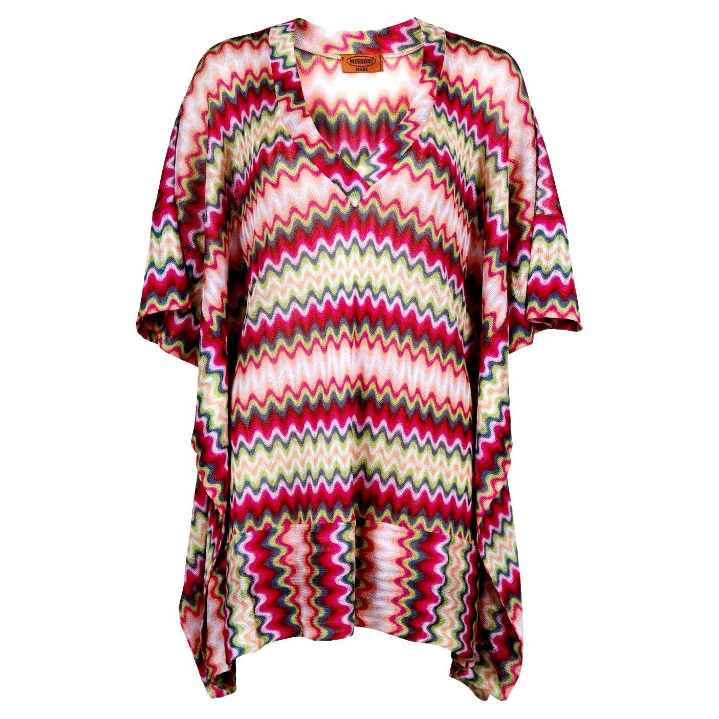 NEW Missoni Pink Knit Chevron Kaftan Tunic Dress Cover Up 44 For Sale