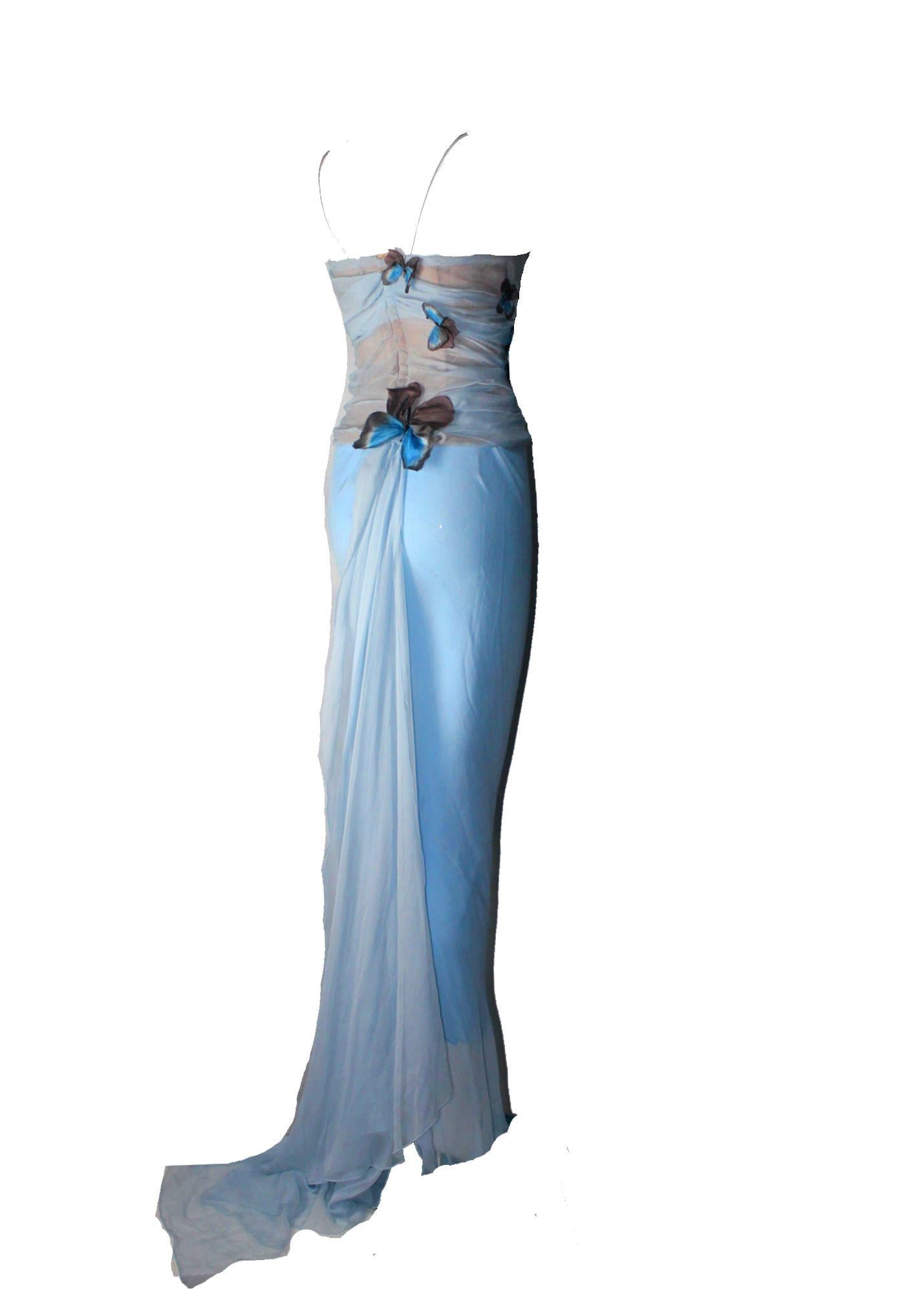 Iconic Dolce and Gabbana 1998 Pale Blue Silk Corset Butterfly Evening ...