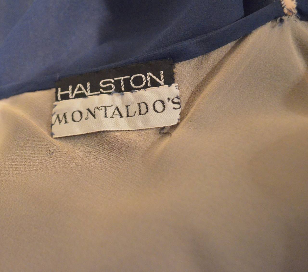 Vintage Halston Navy Blue Chiffon Slip Dress For Sale 1