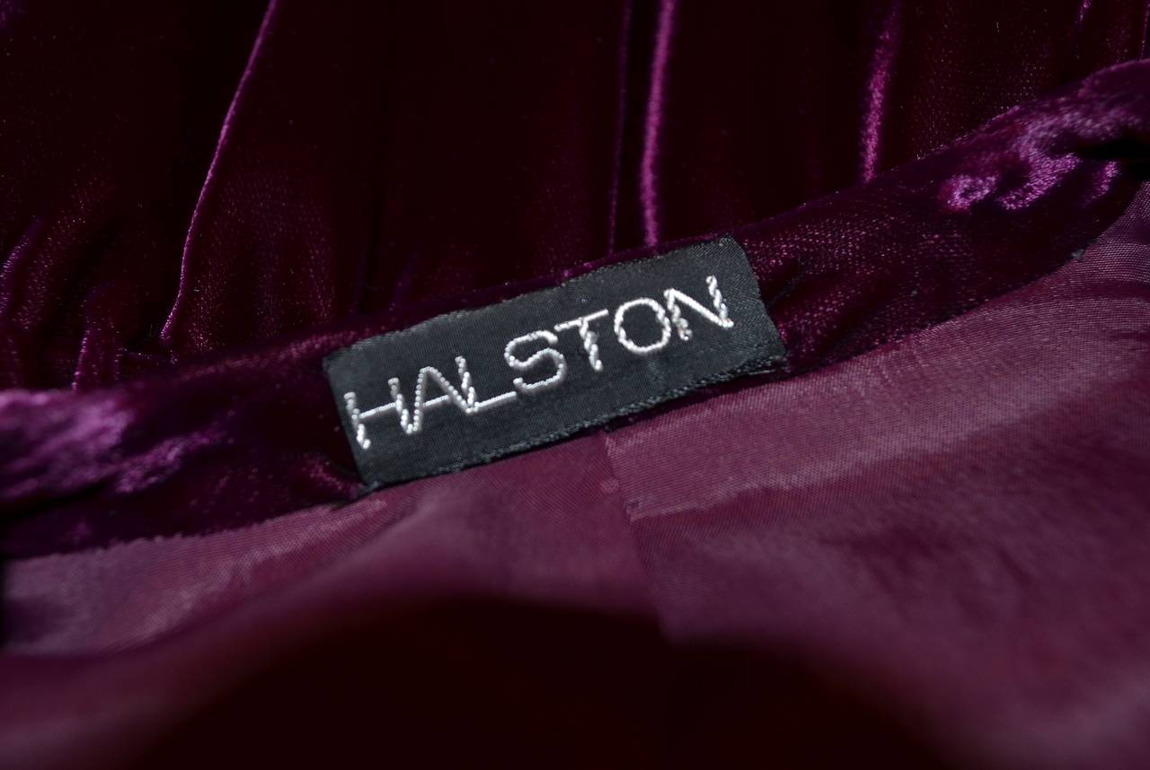 Halston 1970's Maroon Burgundy Velvet Wrap Dress In Excellent Condition In Carmel, CA