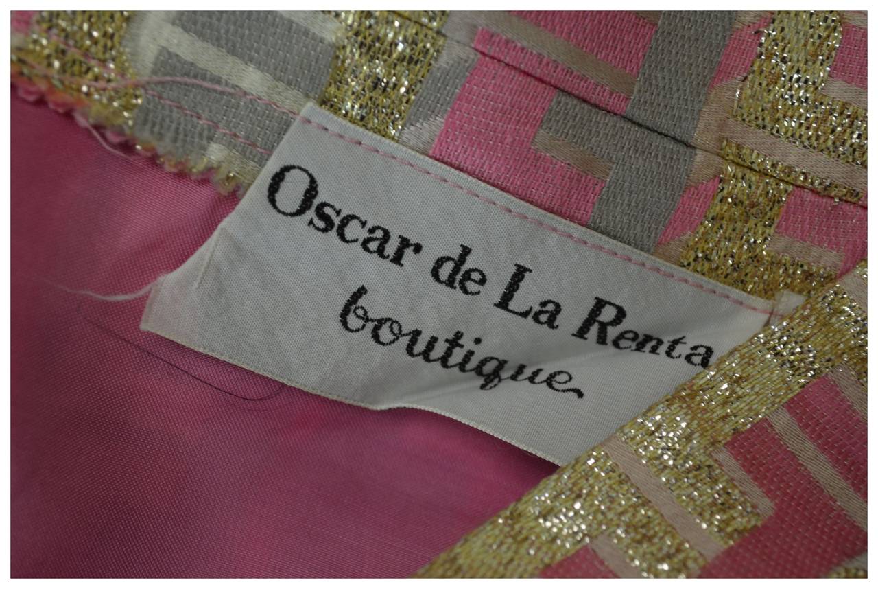 1960s Oscar de la Renta Brocade Sequin Empire Dress 2