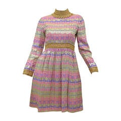 1960s Oscar de la Renta Brocade Sequin Empire Dress
