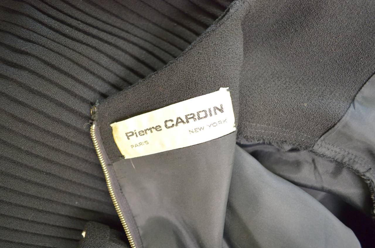 Pierre Cardin 1970's Wool Pleated Flare Mini Dress In Good Condition For Sale In Carmel, CA