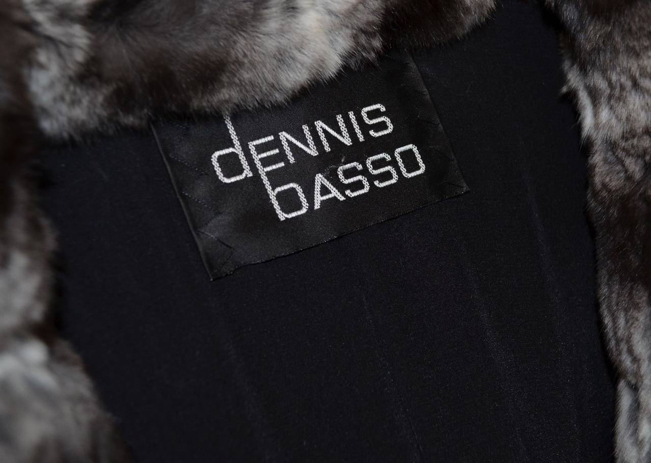 Dennis Basso Schwarzer geschorener Nerz mit Chinchilla-Besatz Langer Mantel 3