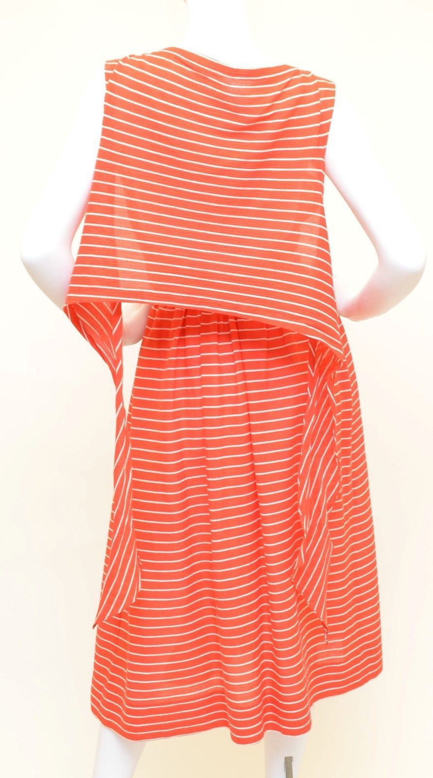 Halston Vintage 1970's Red White Horizontal Stripe Midriff Crop Top & Skirt S 1