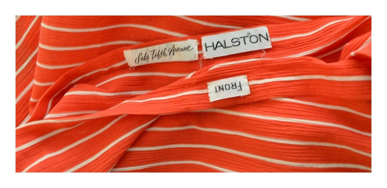 Halston Vintage 1970's Red White Horizontal Stripe Midriff Crop Top & Skirt S 4