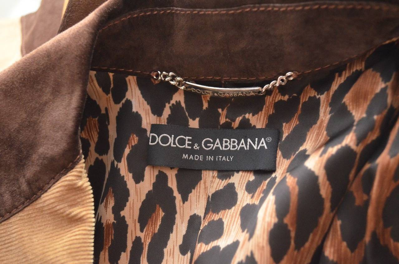 Dolce & Gabbana Butterfly Patchwork Suede & Corduroy Blazer In Excellent Condition In Carmel, CA