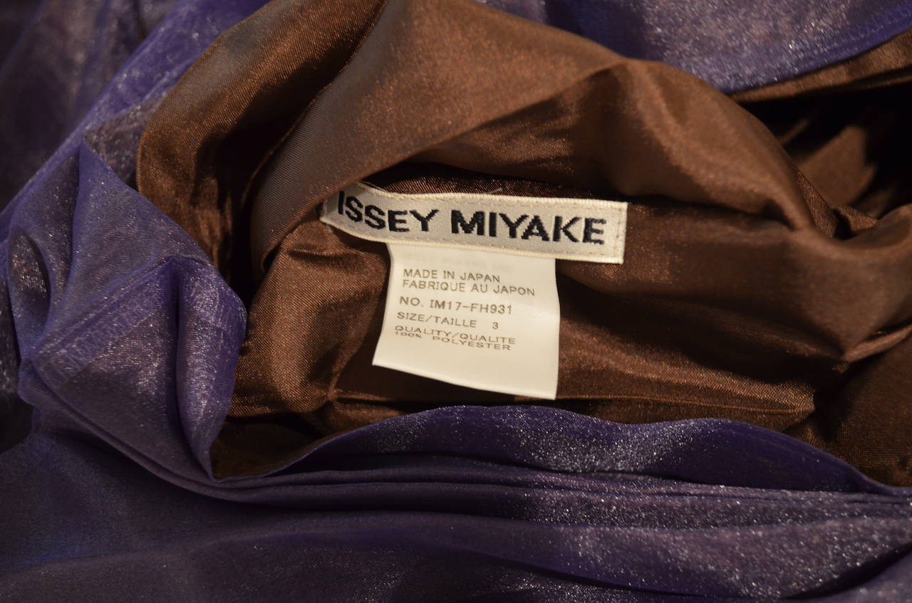 Black Issey Miyake Purple Pleated Origami A-Line Dress