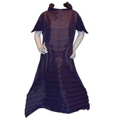 Issey Miyake Purple Pleated Origami A-Line Dress