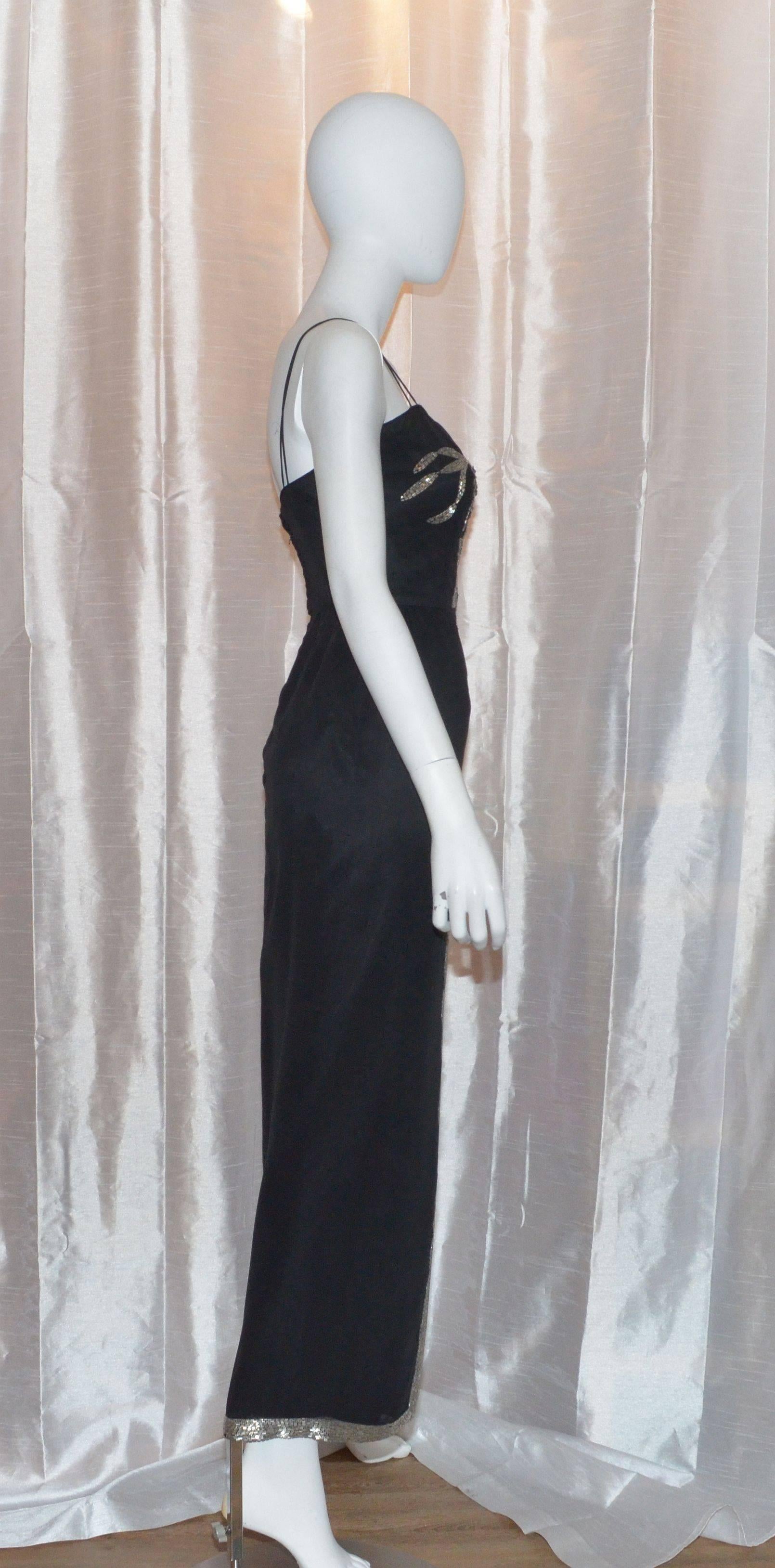 Michael Novarese Black Silver Bead/Sequin Vintage Dress with Cover-Up 1