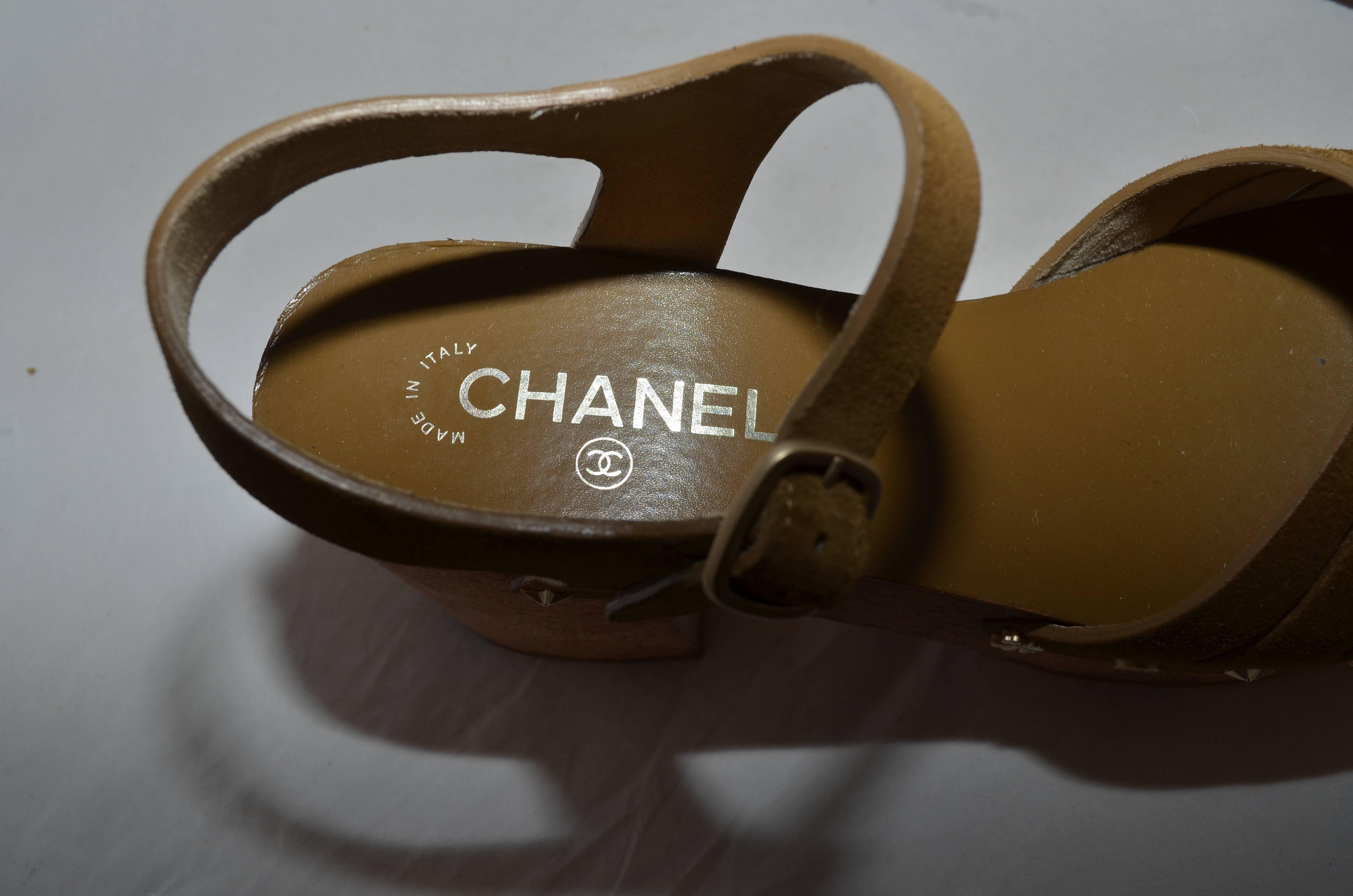 Brown Chanel 2015 Spring Platform Sandals sz 40