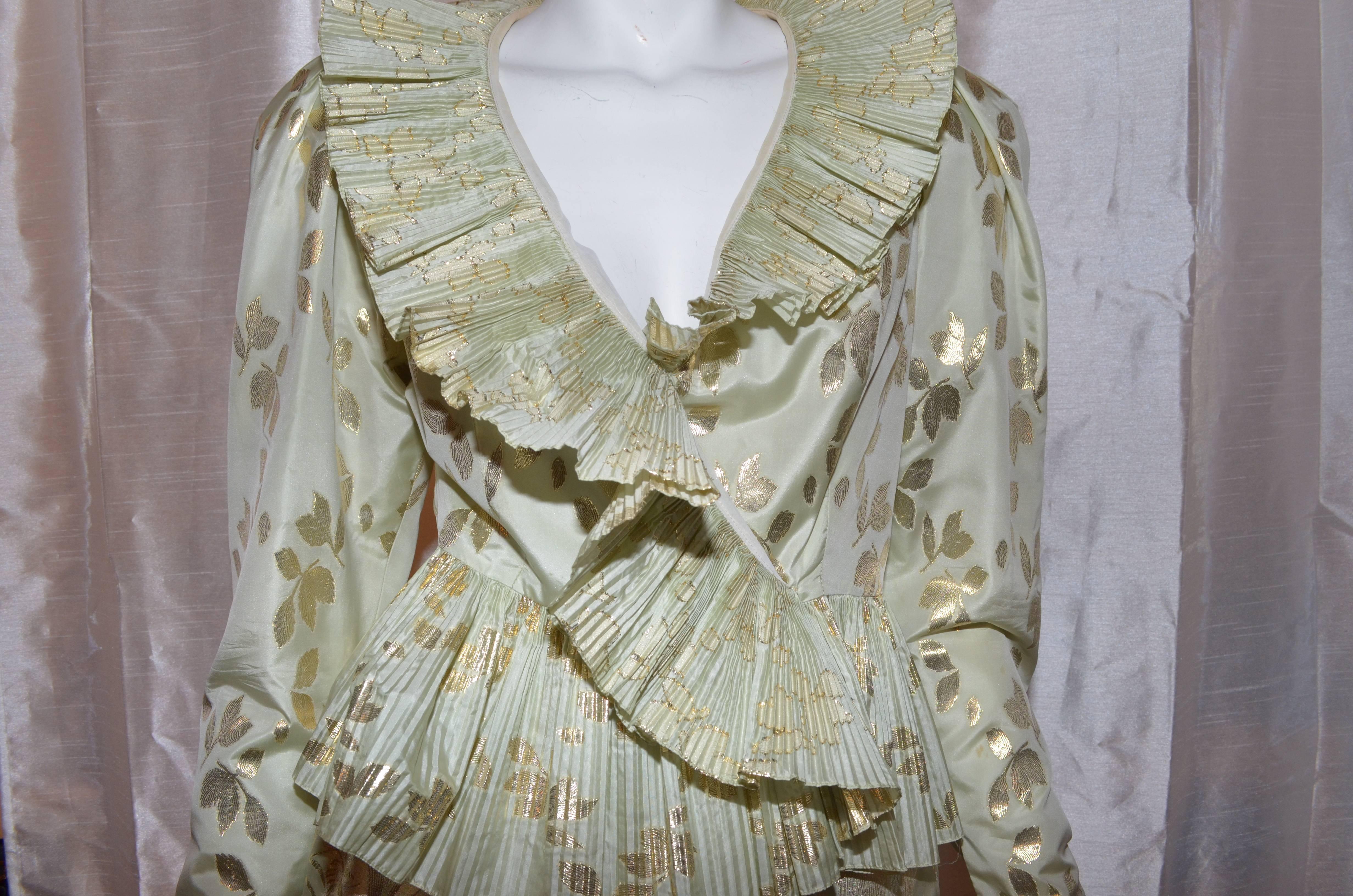 Women's Oscar de la Renta Lame Vintage Taffeta Skirt Suit Ensemble