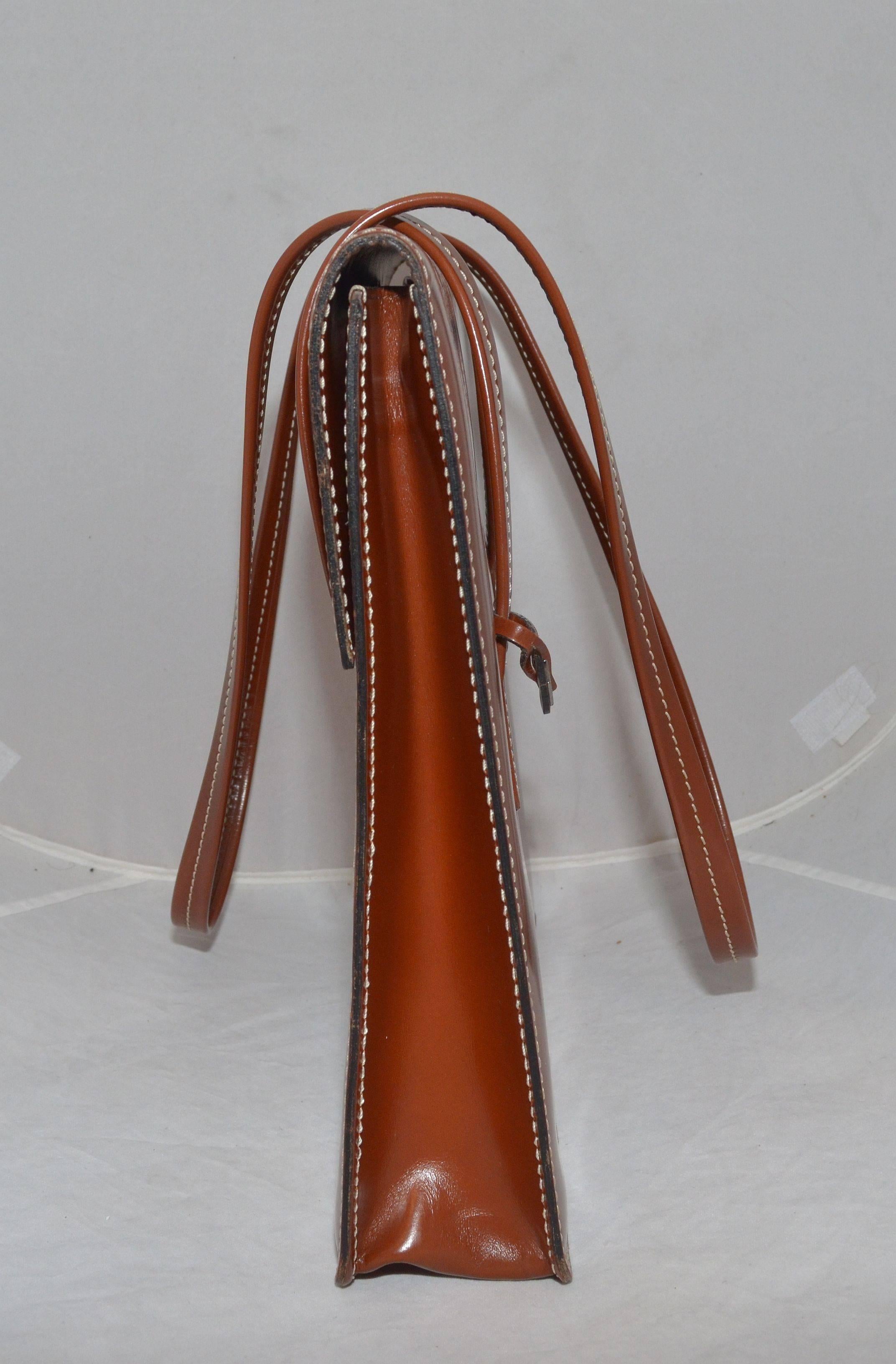 Brown Delvaux Leather Sellier Shoulder Bag