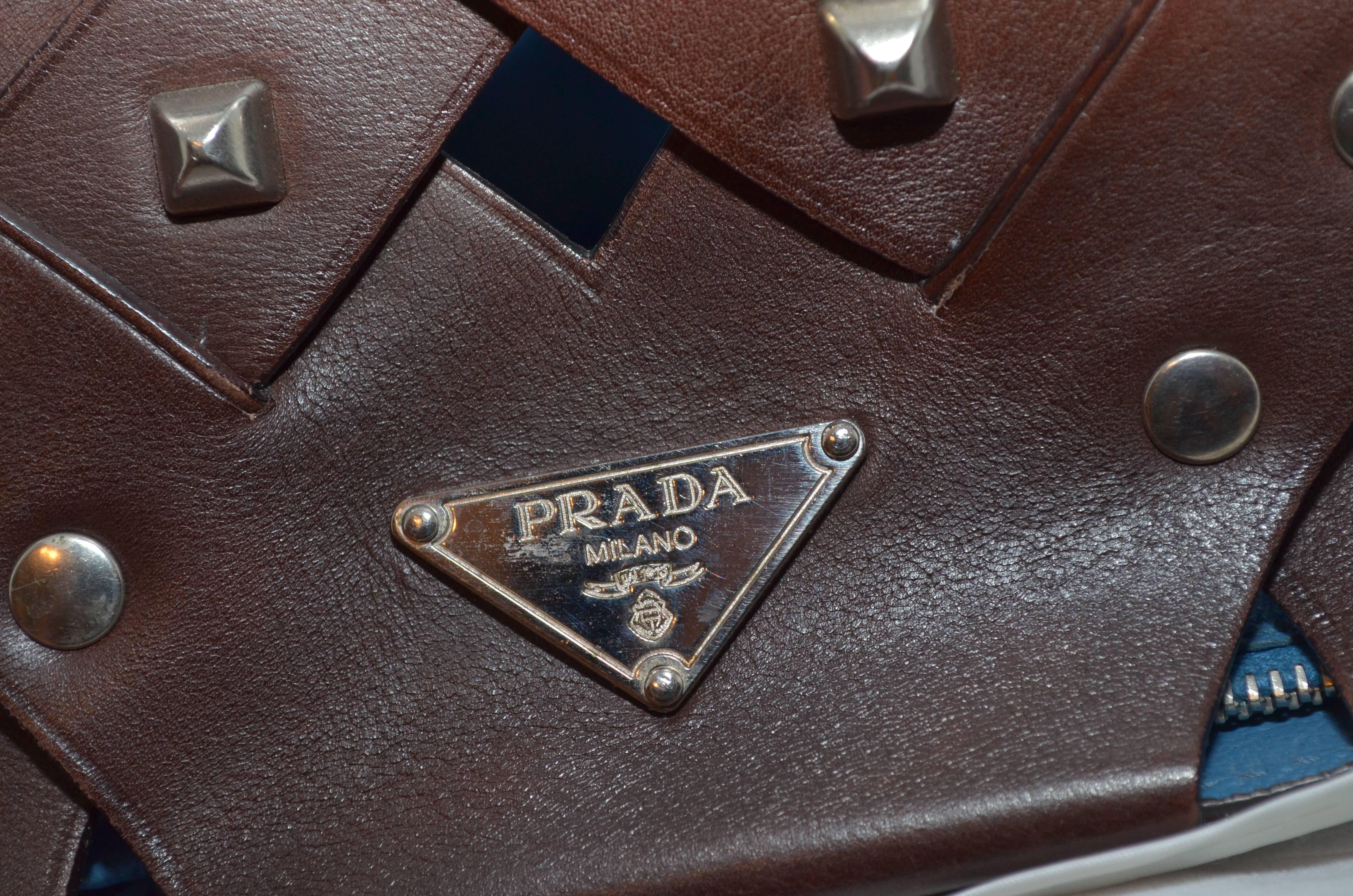 Prada Woven Leather Studded Cutout Mini Handbag 4