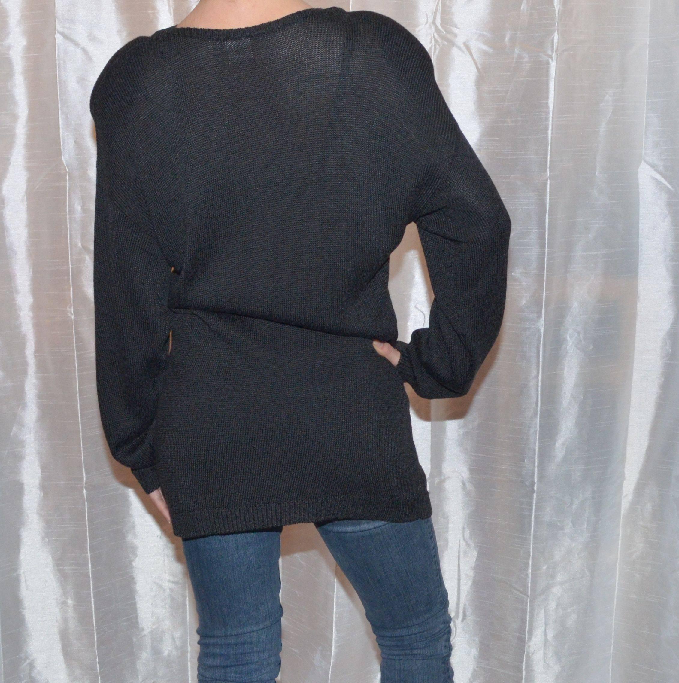 Black Krizia Maglia Vintage Knit Ladybug Rayon Sweater