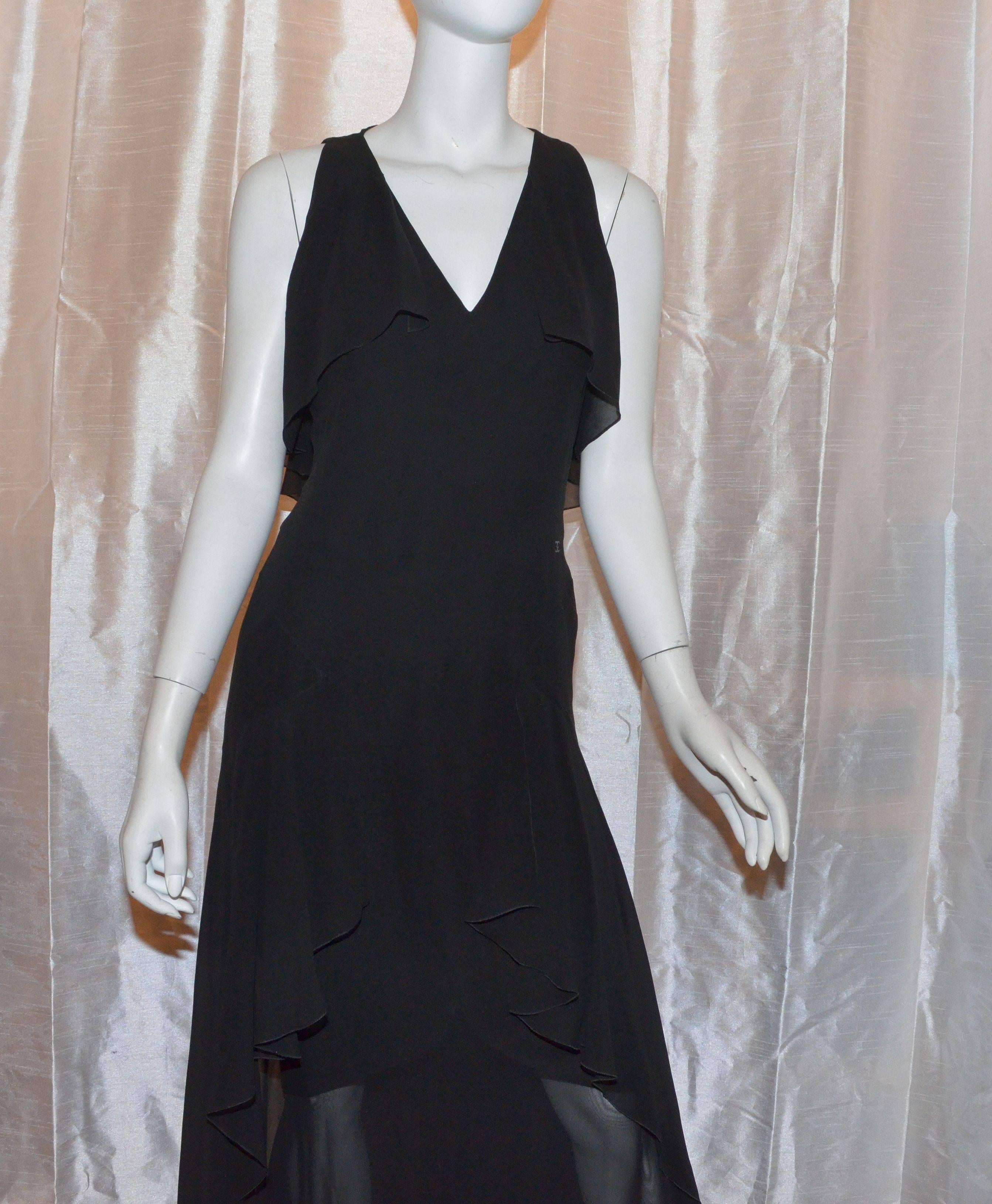 Chanel 2006 A Silk Tiered Ruffle Maxi Gown In Excellent Condition In Carmel, CA